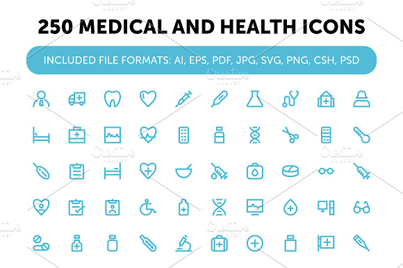 250 Medical And Health Icons