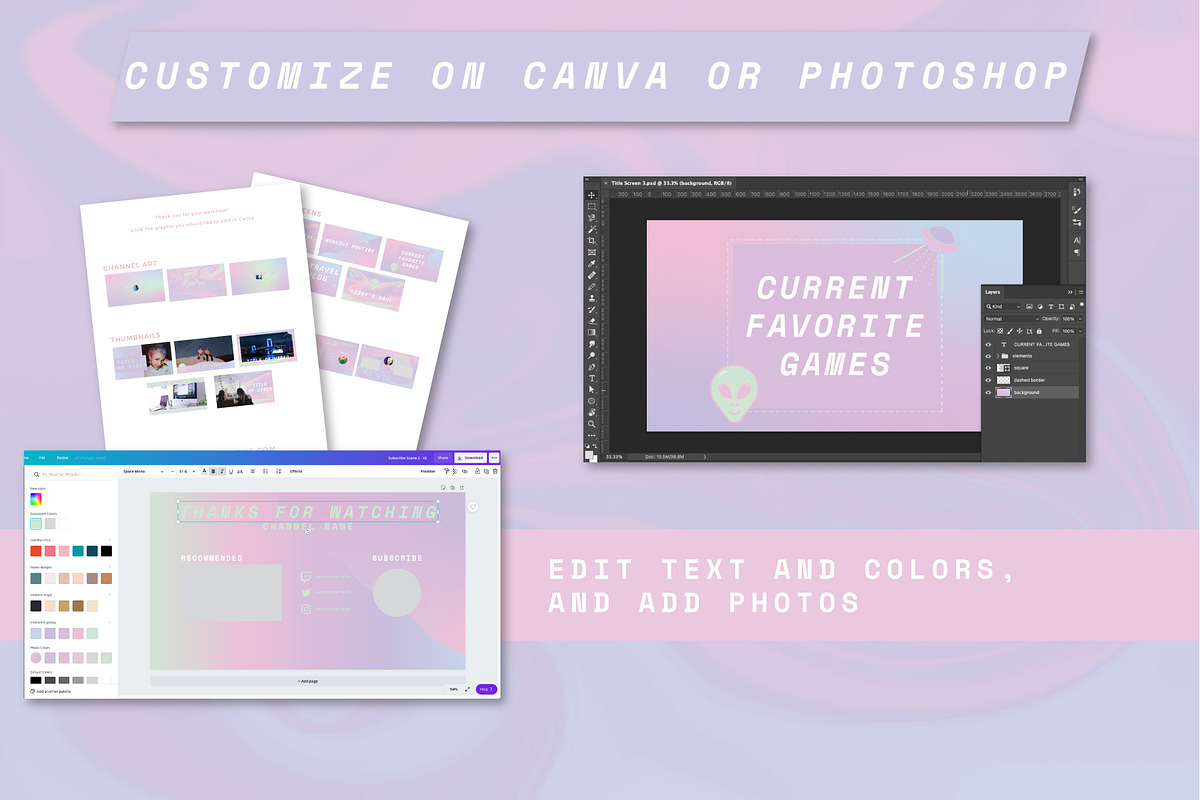 Youtube: Iridescent Branding Kit, a Social Media Template by Liseno Designs (Photo 6 of 6)