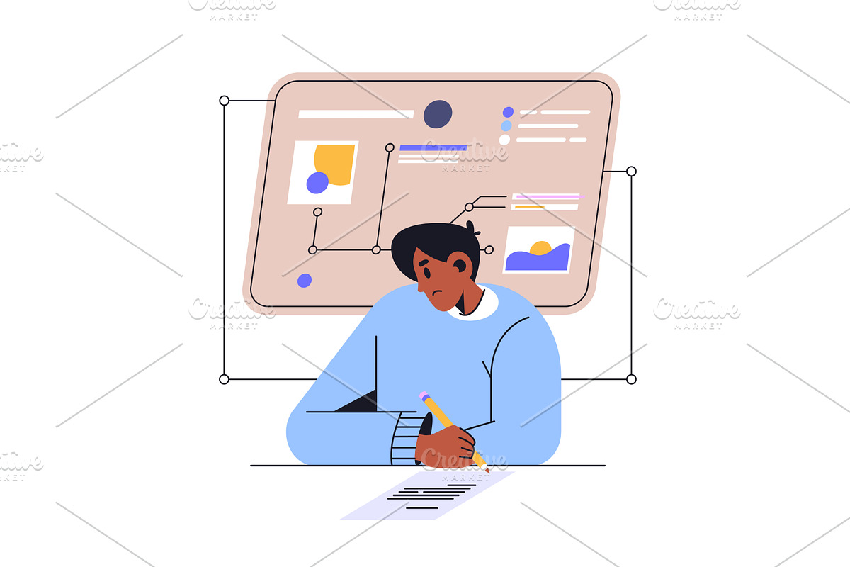 Student preparing for exam with, an Education Illustration by Elegant Solution