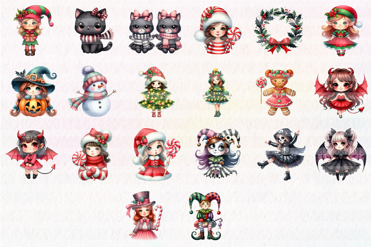Cute Gothic Christmas Character, an Illustration by CreationArt (Photo 3 of 3)