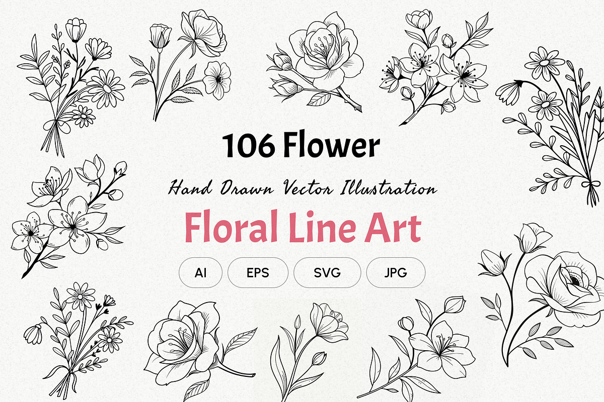 Floral Line Art, an Illustration by Helospace (Photo 1 of 10)