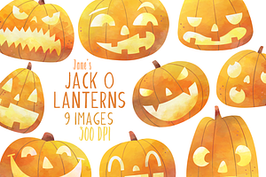 Watercolor Jack O Latern Clipart