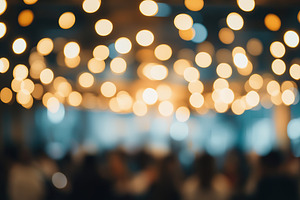 Background of blurred music concert atmosphere with lights, a Background Photo by AlyaAnd