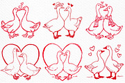 Valentines Goose Couple Hand-Drawn, an Illustration by Craft Nest (Thumbnail 3 of 8)