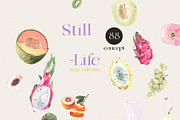 STILL LIFE tropical floral fruit, a Food Illustration by Lana Elanor (Thumbnail 5 of 12)