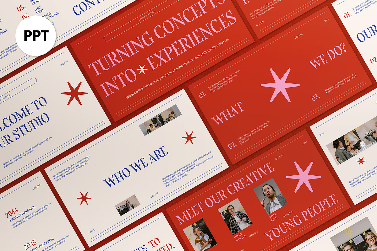 Red Cream Modern Company Profile PPT, a Presentation Template by graphicook (Photo 1 of 4)