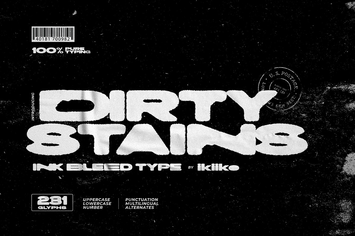 Dirty Stains - Ink Bleed Type, a Symbol Font by ikiiko (Photo 1 of 7)