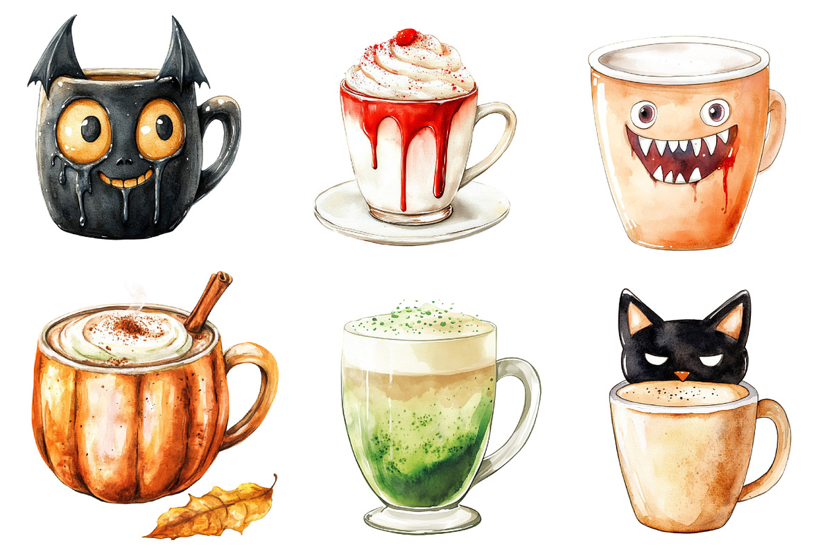 Halloween Coffee Latte Clipart, an Illustration by Dream Creation (Photo 5 of 7)