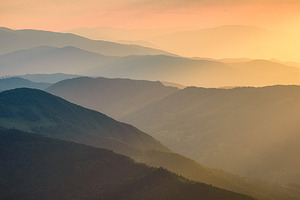 Mountains during sunset.