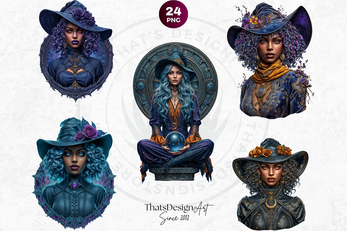 Fantasy witches clipart Set, a Person Illustration by ThatsDesignArt (Photo 7 of 10)