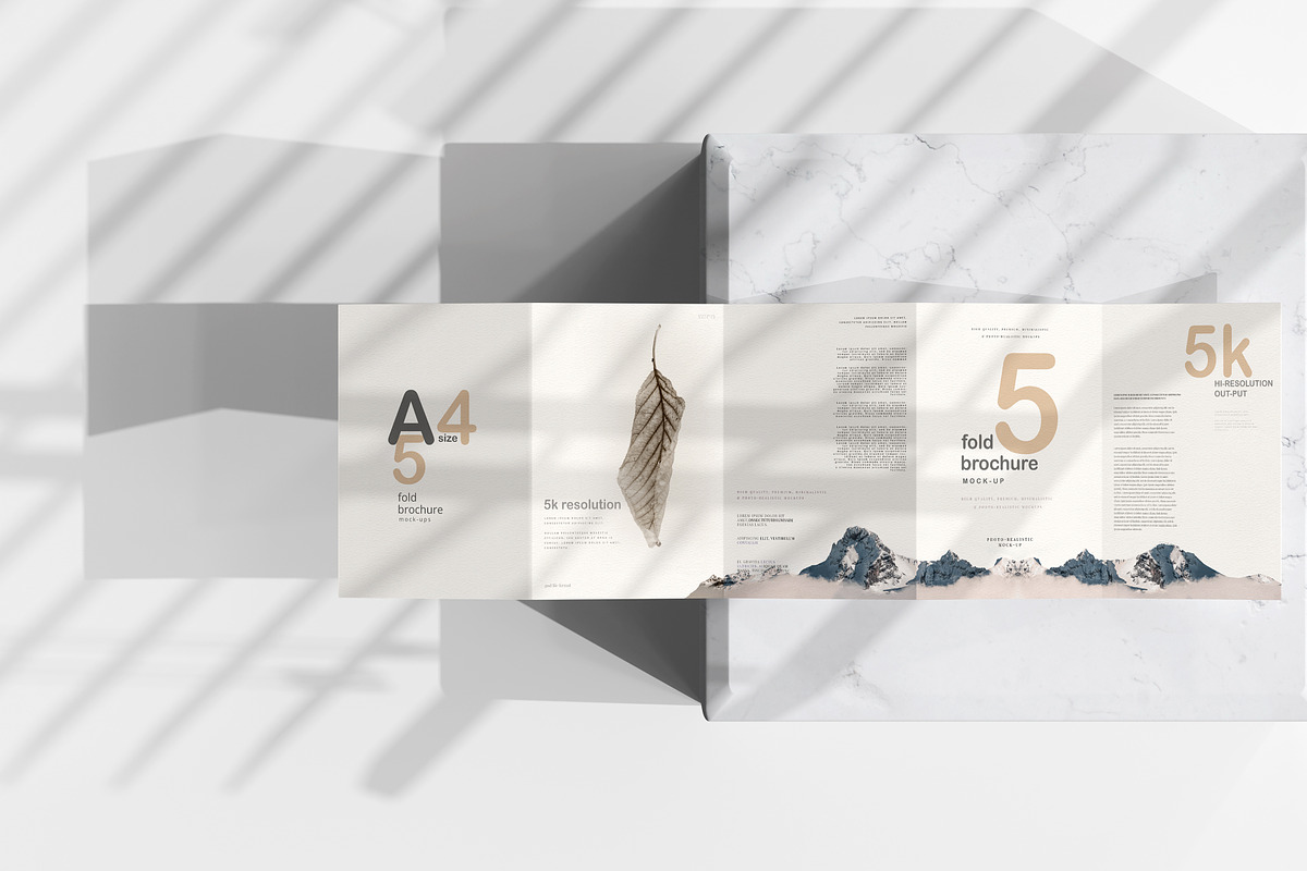 A4 Size Five Fold Brochure Mockup, a Print Template by pmvch (Photo 4 of 20)