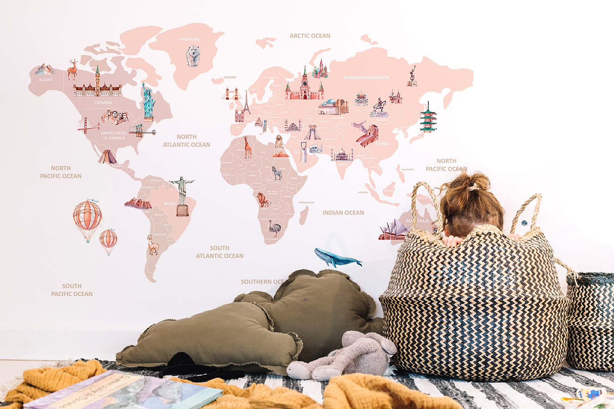 World map with attractions, an Education Illustration by VerAna (Photo 10 of 12)