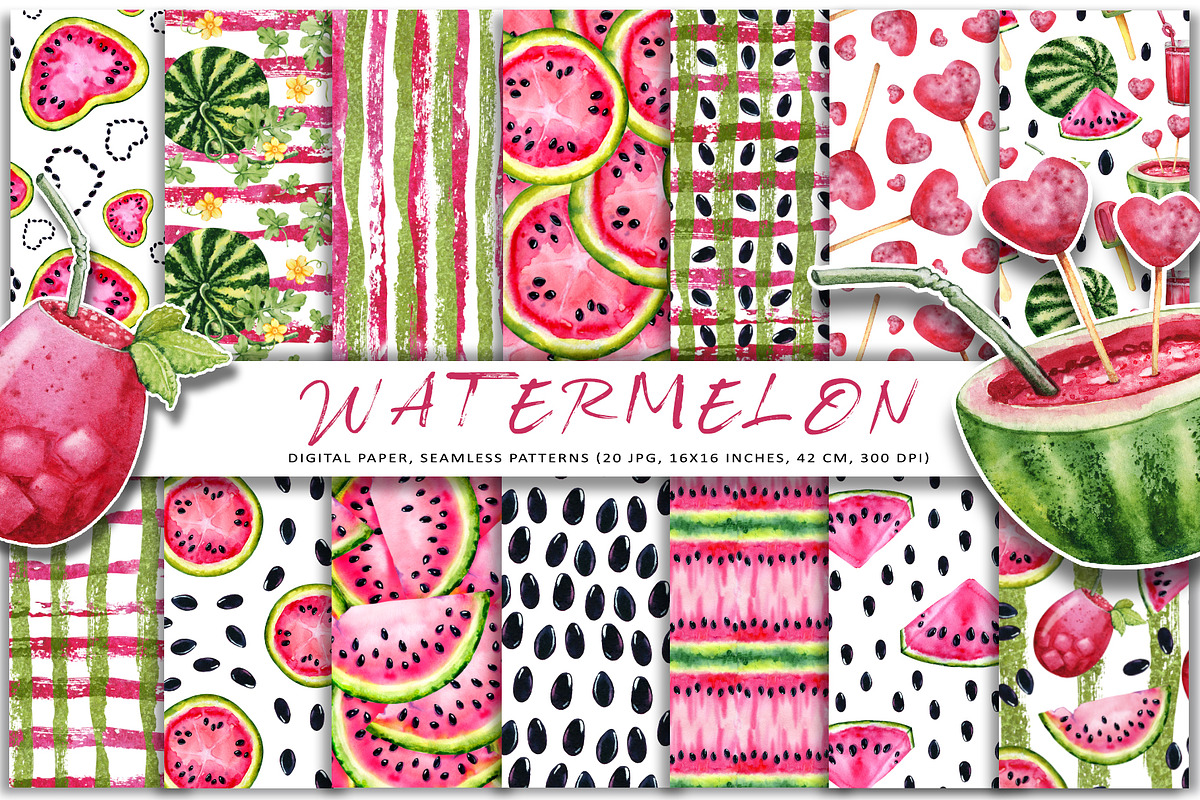 Juicy watermelon, watercolor summer, a Food Illustration by Artmanata (Photo 3 of 12)