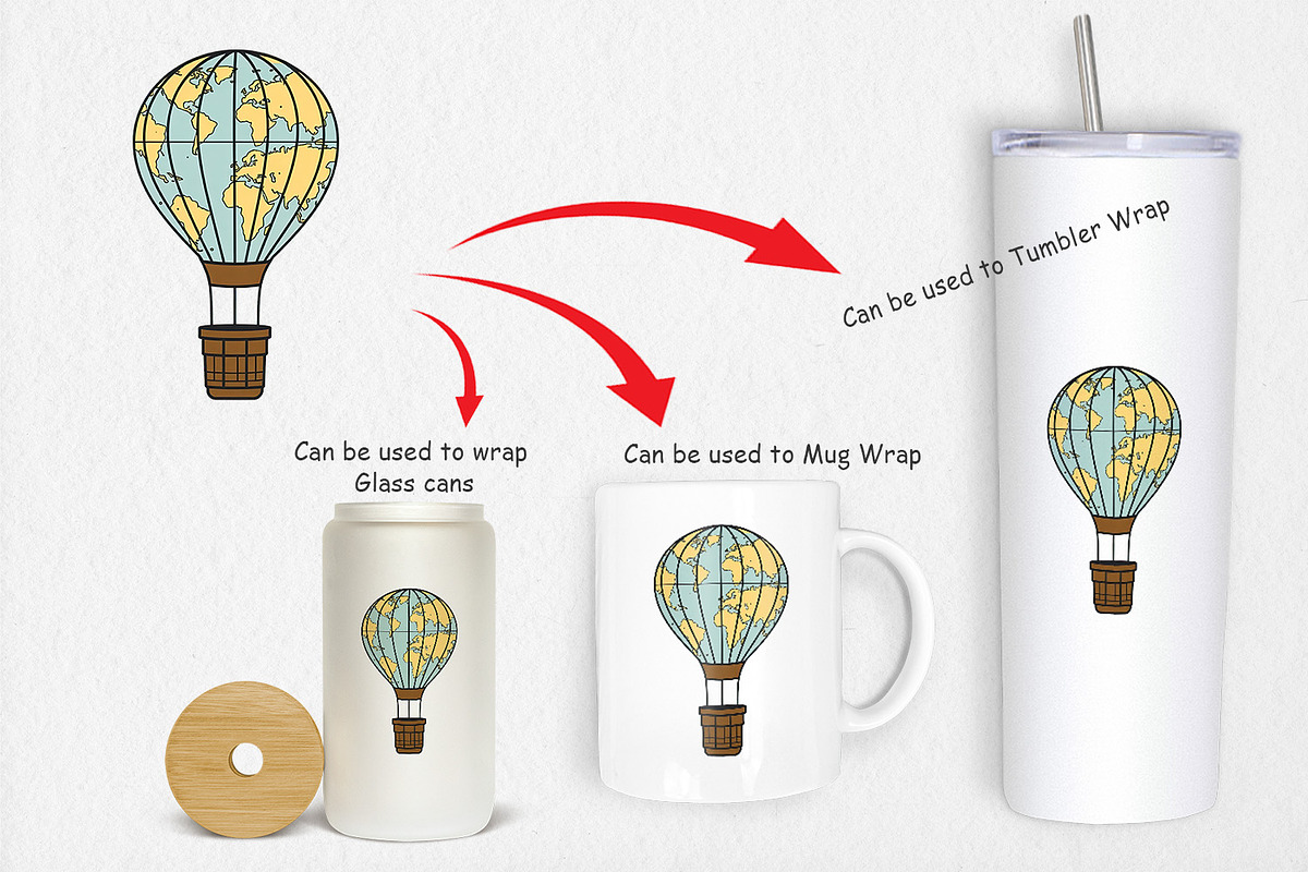 Map Hot Air Balloon Clipart, a Graphic by Artnoy (Photo 4 of 5)