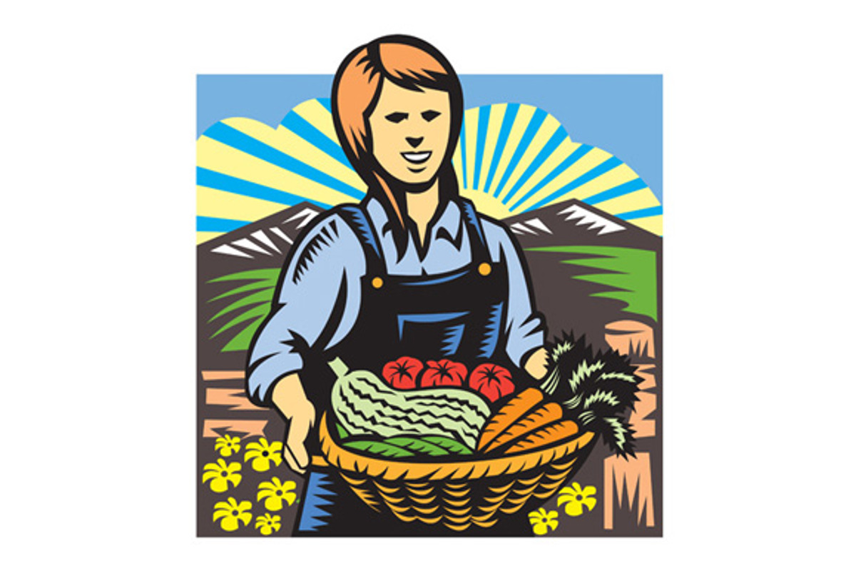 Organic Farmer Farm Produce Harvest, an Illustration by patrimonio ...