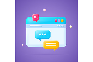 3d Browser with Speech Bubble Set, a Templates & Theme by Vector and Templates