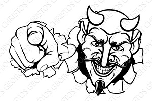 Devil Satan Mascot Cartoon Character, an Illustration by Christos Georghiou