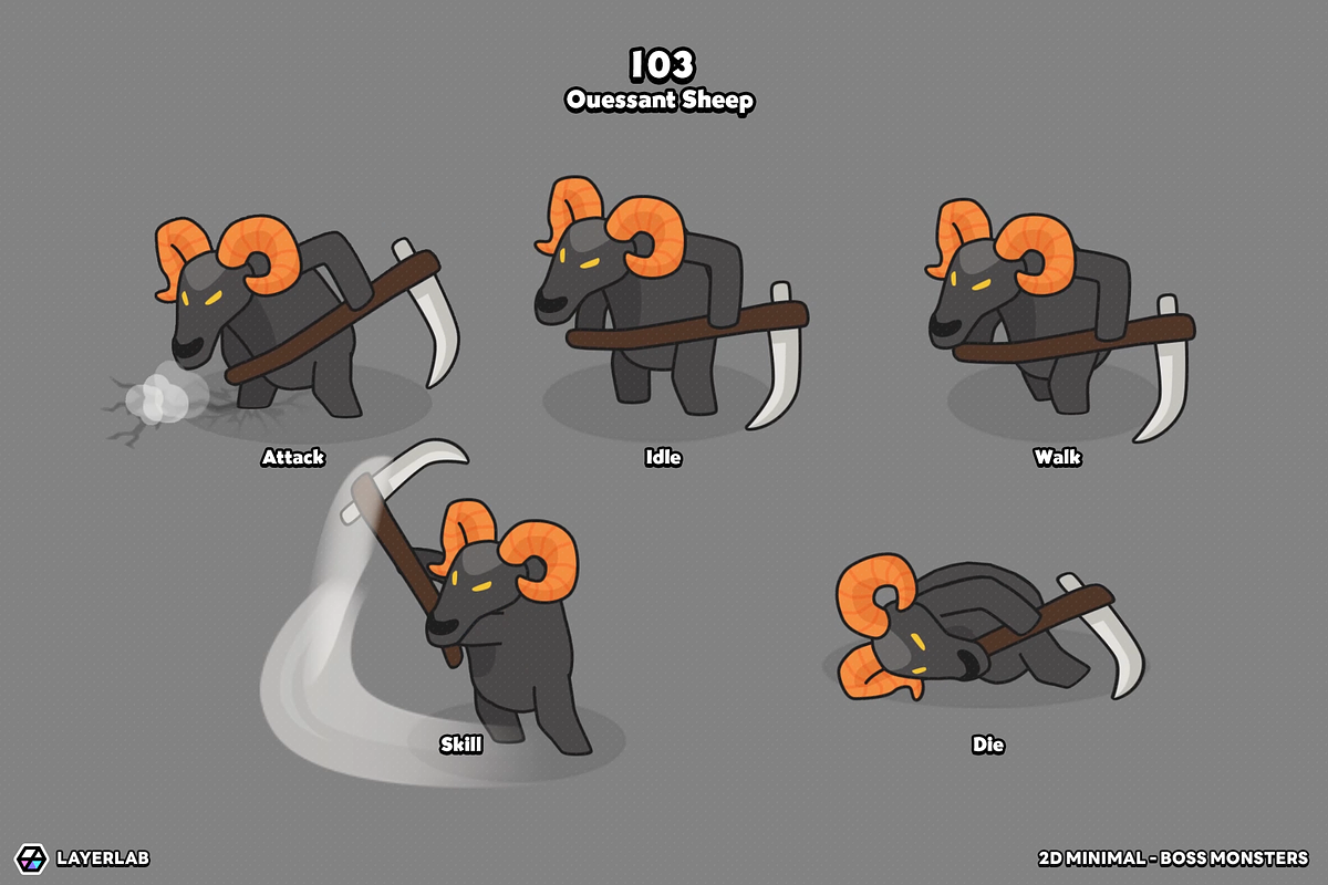 2D Minimal - Boss Monsters, an Animal Illustration by LAYERLAB (Photo 7 of 9)