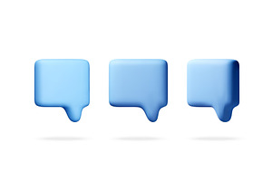 Three blue speech bubbles in 3D, an Object Illustration by Abscent