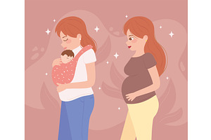 motherhood, women cartoon, a Person Illustration by studiogstock