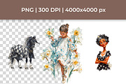 Vintage Retro Clipart Bundle 5 in 1, a Person Illustration by InkyQueenArt (Thumbnail 2 of 9)