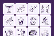 Party and Firework Doodle Set, an Outline Icon by Vectors Market (Thumbnail 7 of 8)