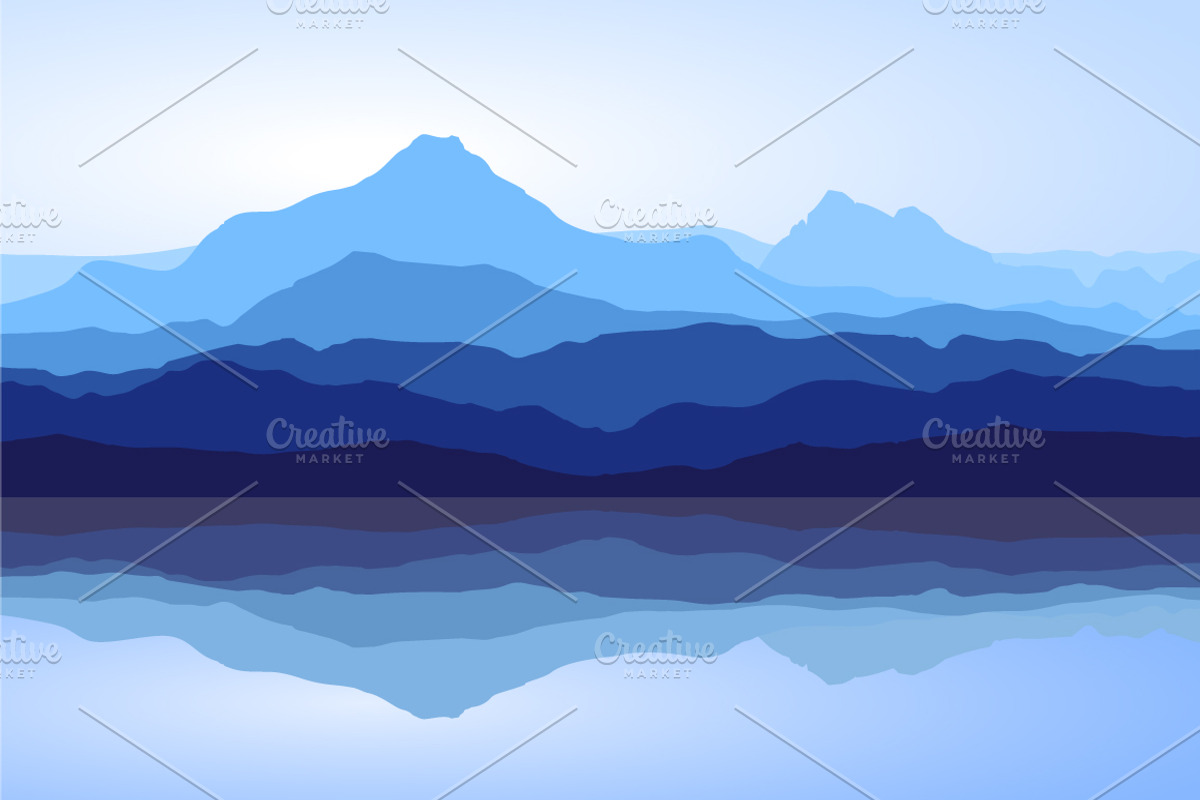 Blue Mountains and Sea. Vector., an Illustration by MSA-Graphics (Photo 2 of 3)