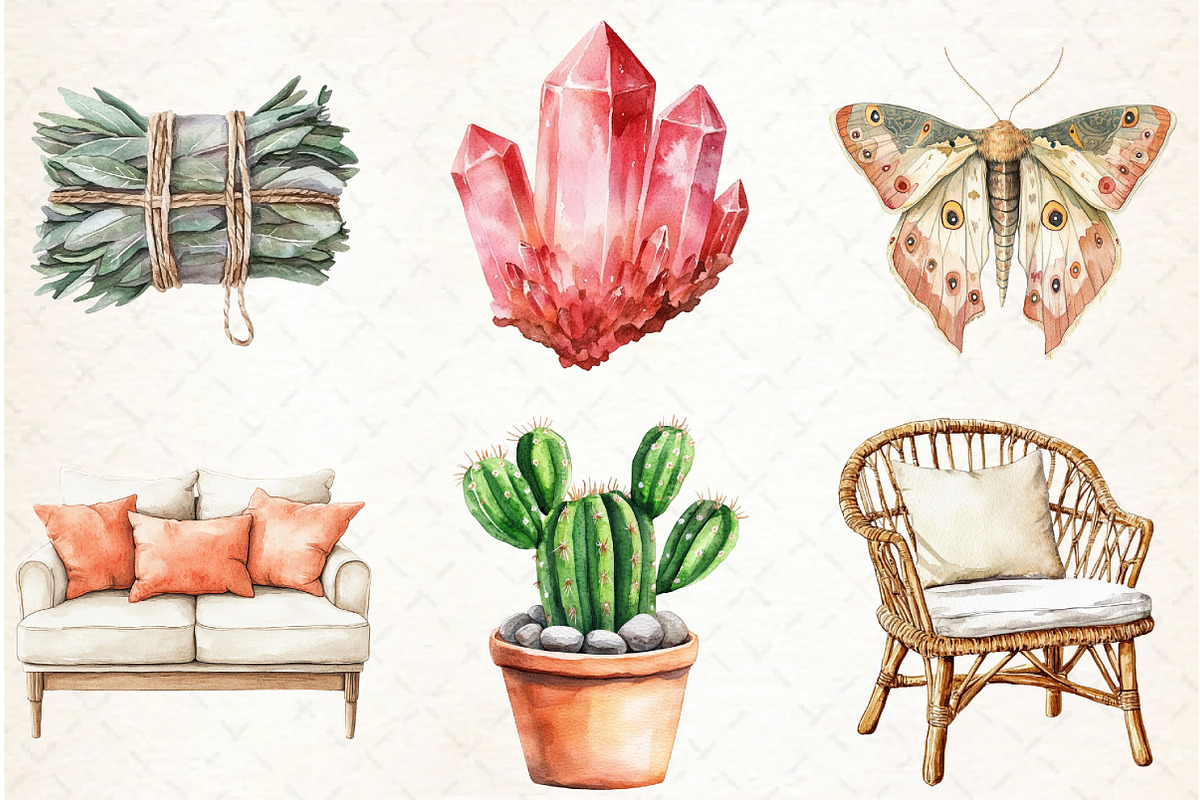 Boho Lifestyle Clipart, an Illustration by Libby Wishes (Photo 3 of 6)