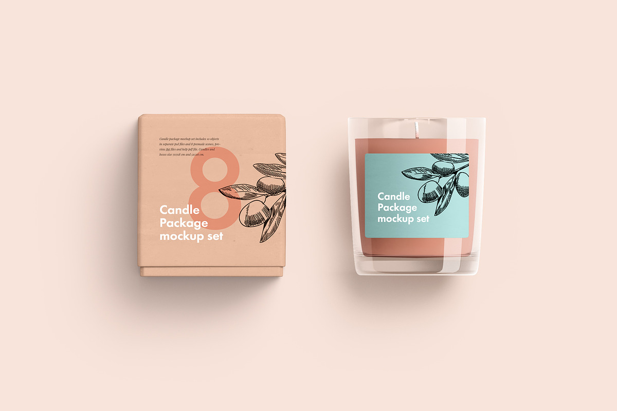 Candle glass and box packaging, a Household Mockup by GraphicWave (Photo 1 of 7)