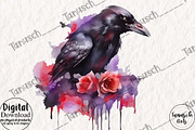 Watercolor Gothic Raven Clipart, an Animal Illustration by TanuschArts (Thumbnail 4 of 5)