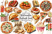 Watercolor Italian Fast Food Clipart, an Illustration by OK Design (Thumbnail 1 of 5)