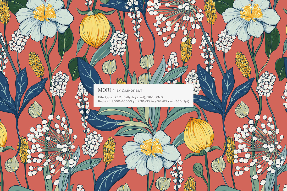 Mori Abstract Flower Pattern & Motif, a Pattern Graphic by likorbut (Photo 10 of 12)
