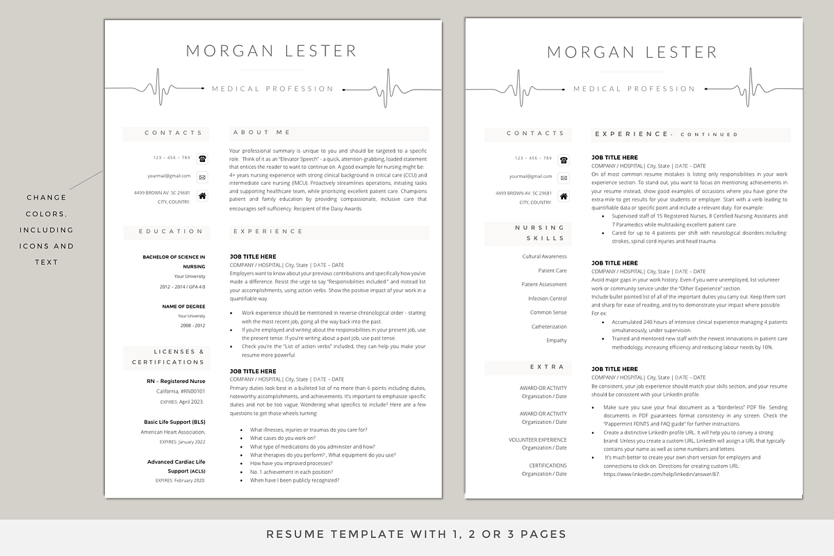 Professional Resume Template Nurse, a Resume Template by PAPPERMINT RESUME STUDIO (Photo 2 of 7)