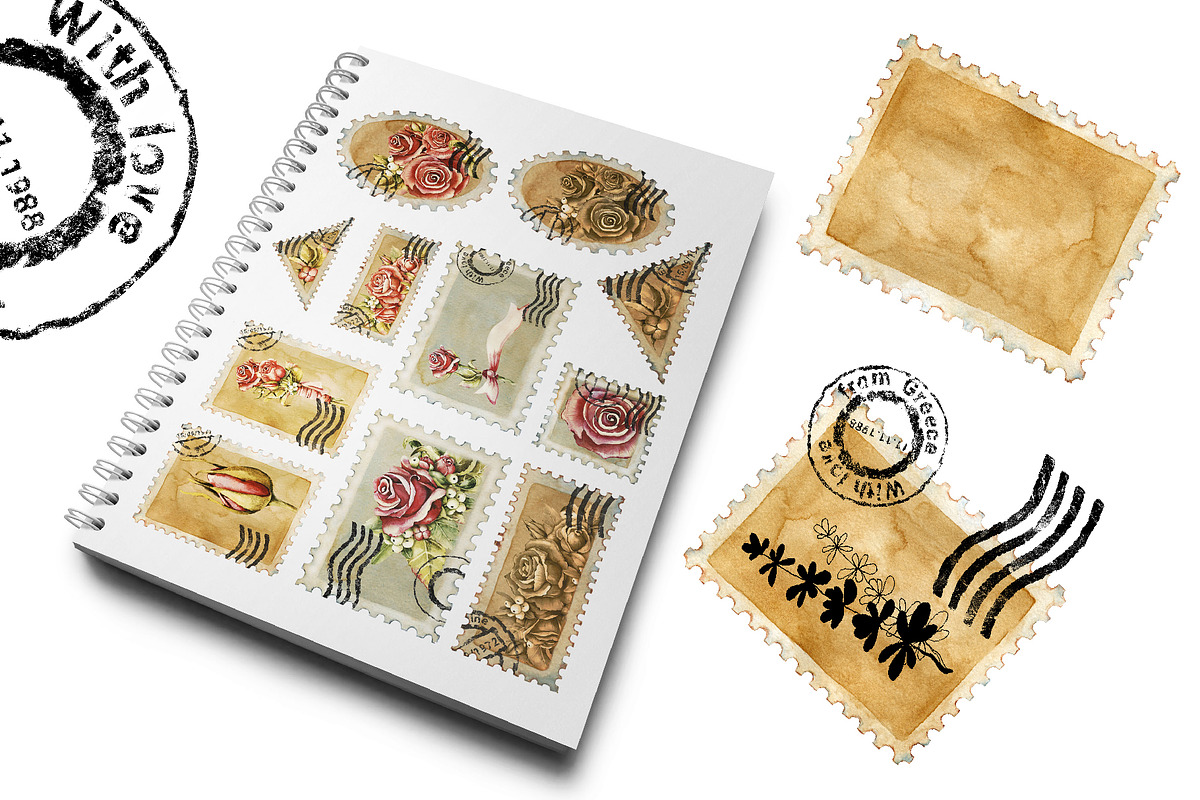 Postal clipart, blank postage stamps, an Object Illustration by Artmanata (Photo 6 of 10)