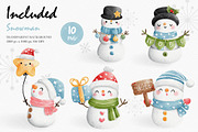 Christmas snowman clipart, an Animal Illustration by Chonnieartwork (Thumbnail 3 of 7)