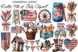 Rustic 4th of July Sublimation Clipa, a Decorative Illustration by designcity5