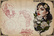 Procreate / Neo-traditional Ladies, a Brush Add-On by Studio.Valhalla (Thumbnail 9 of 11)