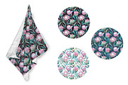 Protea flowers watercolor pattern, a Pattern Graphic by Robusta (Thumbnail 2 of 5)