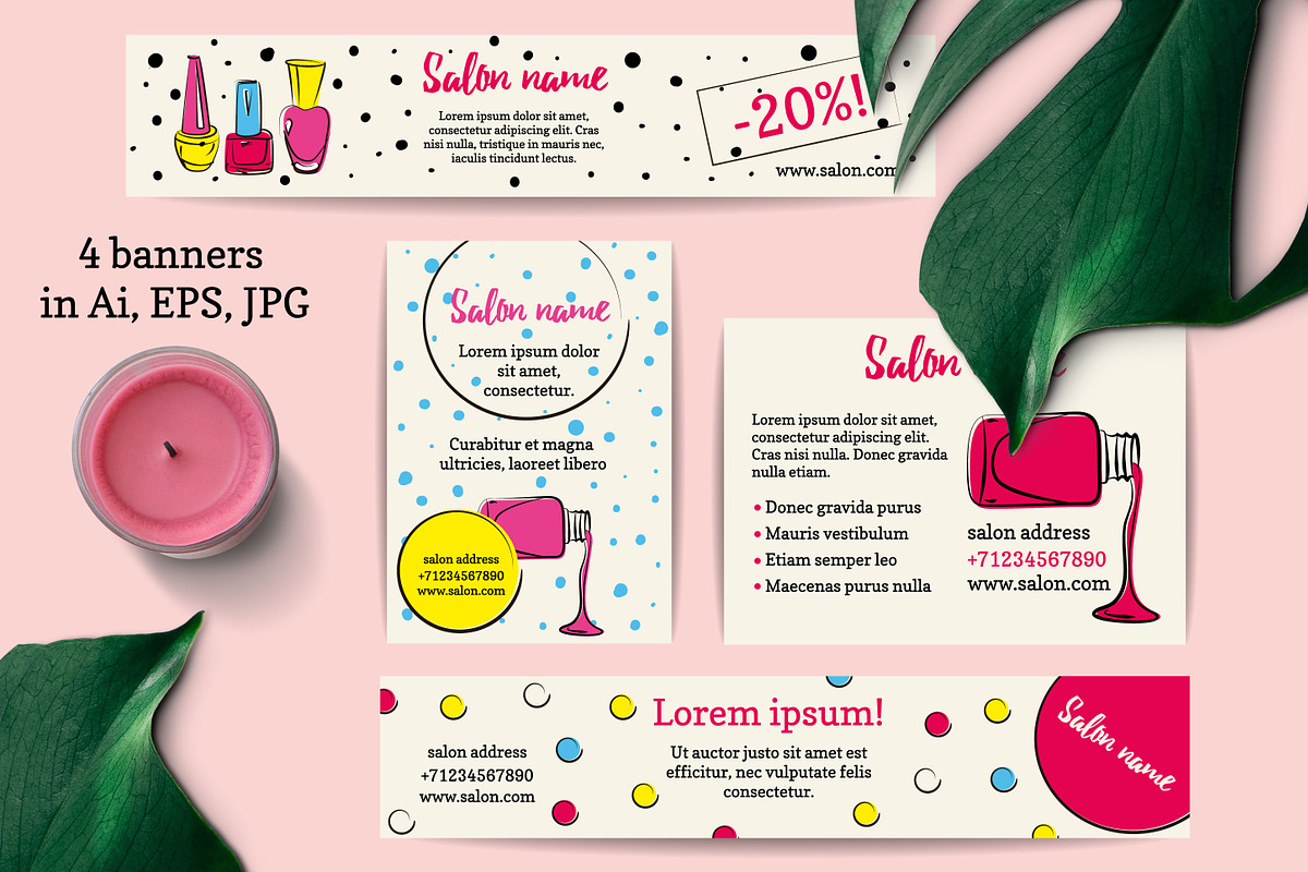 Nail branding set in pop-art style, a Poster Template by Holo Art (Photo 5 of 6)