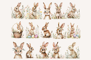 Bunnies And Wildflowers Clipart