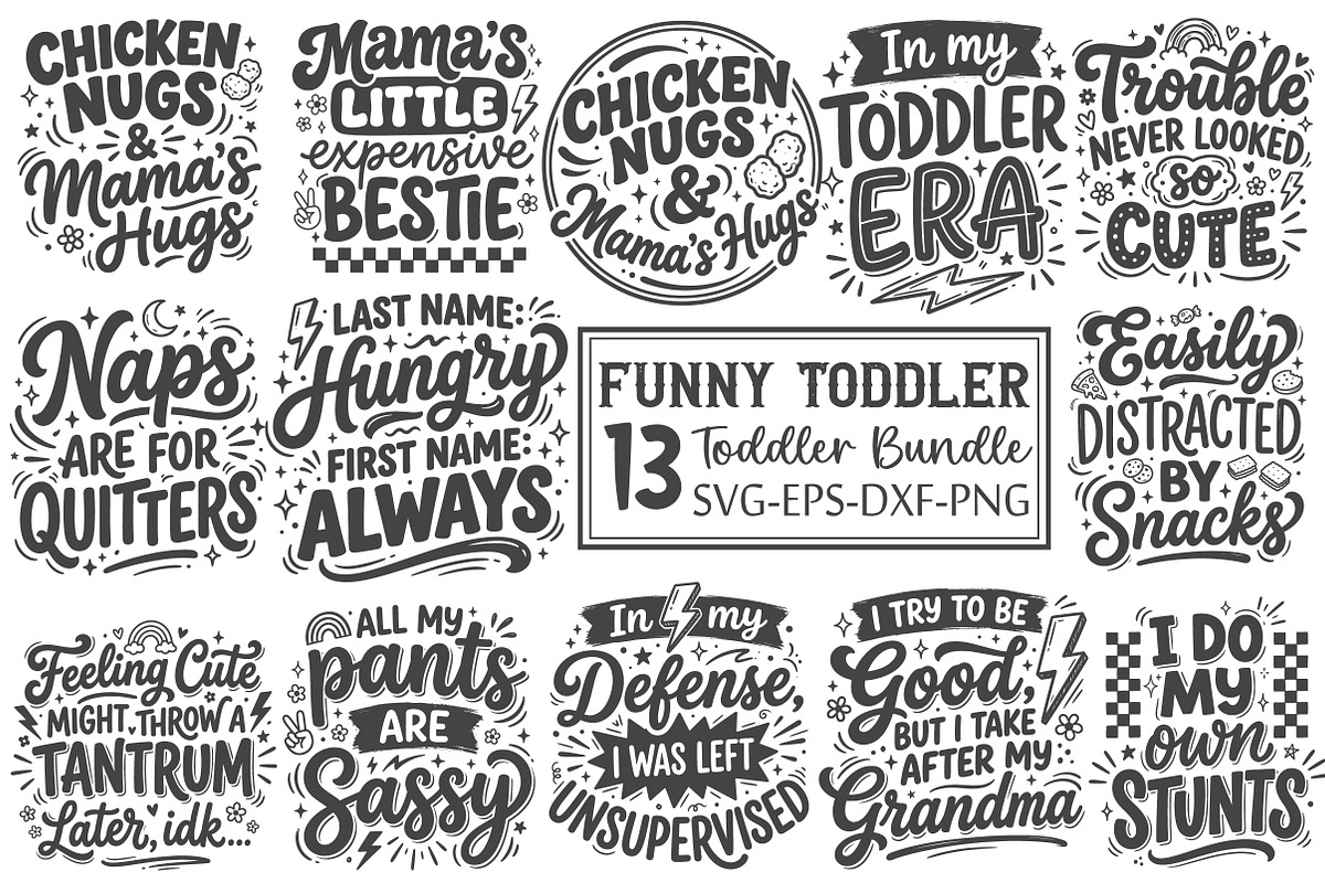 Funny Toddler SVG Bundle, a Seasonal Illustration by OK Design (Photo 1 of 6)