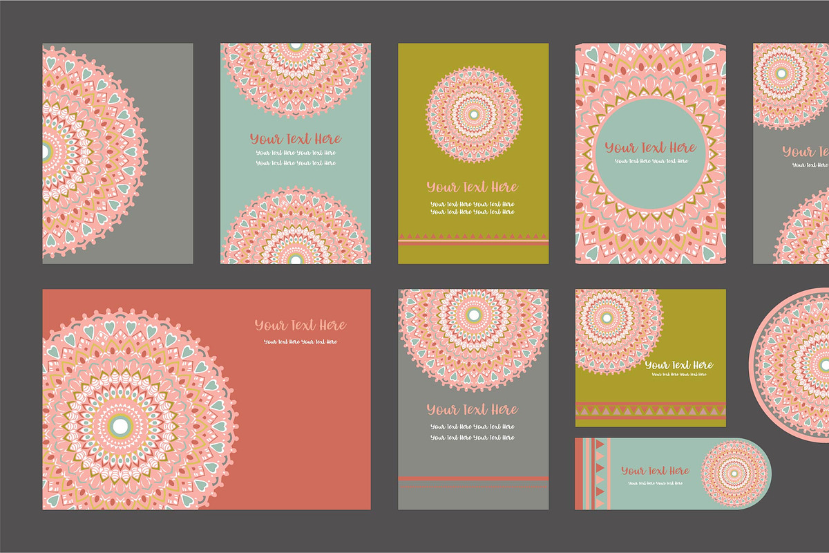 20 Mandala Vintage Template Card., a Card Template by Noree (Photo 13 of 20)