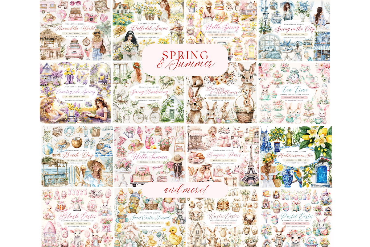 Watercolor Clipart Whole Shop Bundle, a Seasonal Illustration by ClipArtCharm (Photo 3 of 9)