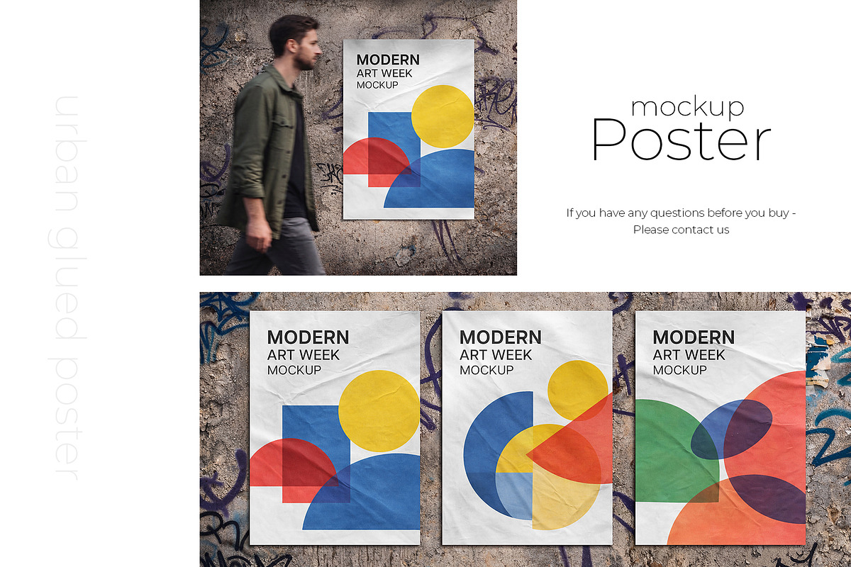 Urban Glued Poster Mockup Set, an Advertising Mockup by Country4k (Photo 6 of 6)
