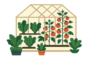 Vibrant greenhouse with thriving, an Object Illustration by ZinetroN
