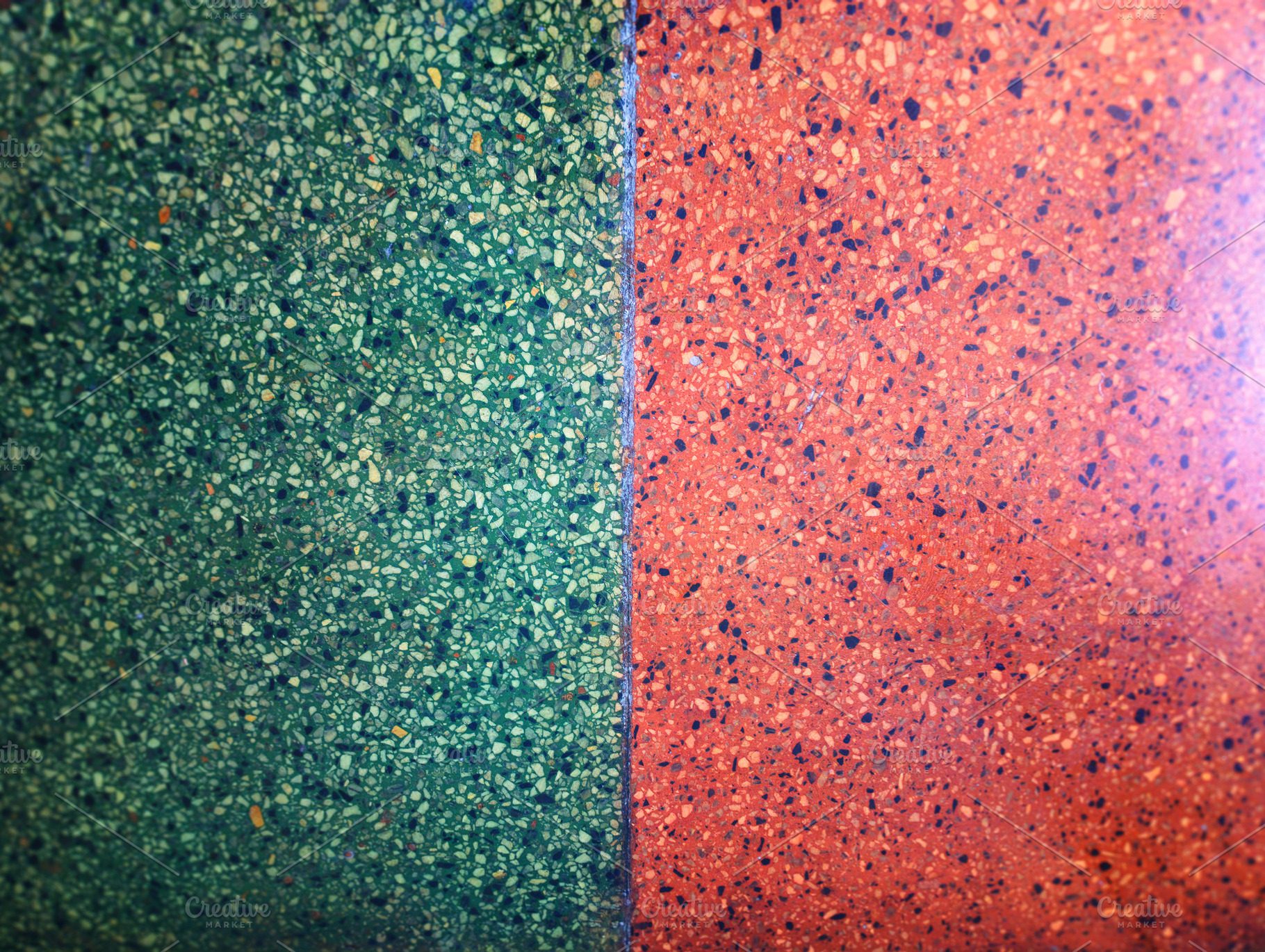 Separated green and orange concrete, an Abstract Photo by RETROWAVE '88