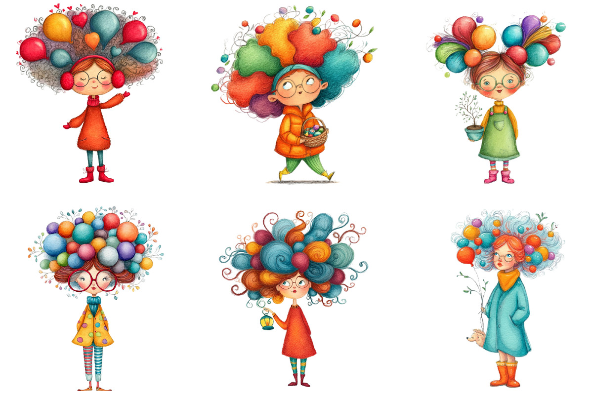 Quirky Christmas Girl Clipart, an Illustration by DreamArtGraphic (Photo 3 of 5)