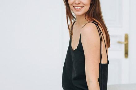 Vertical portrait of young woman, a Person Photo by Galina_Zhigalova