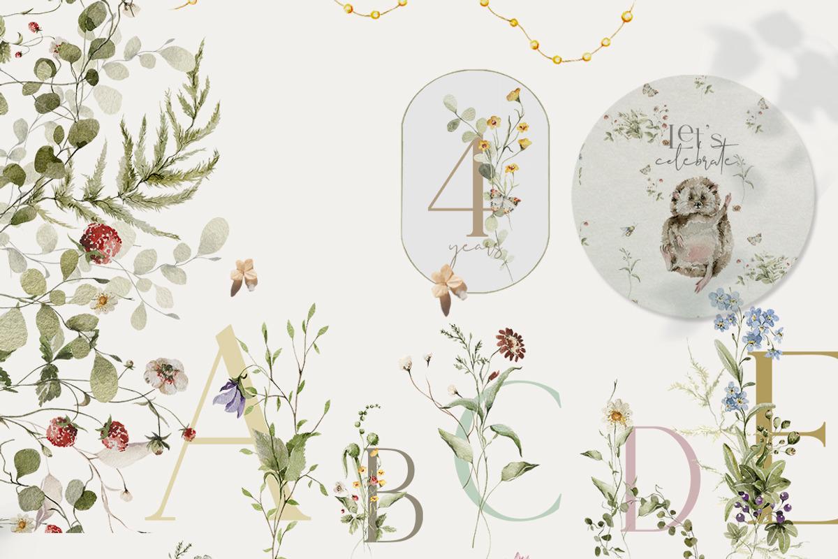 Woodland baby animals 2 Field flower, an Animal Illustration by 60secondsArt (Photo 14 of 16)