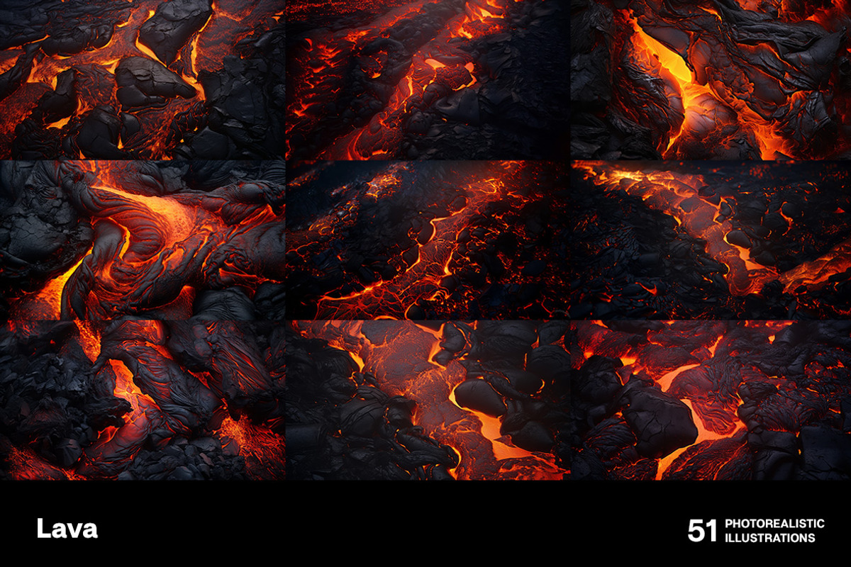 Lava. 51 images, a Texture Illustration by Handmadefont (Photo 8 of 13)